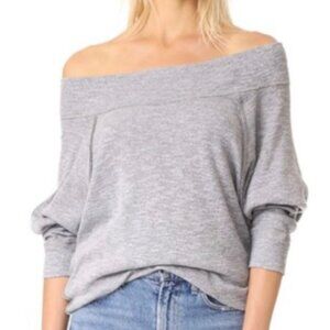 Free People We The Free Palisades Grey  Wide Neck Autumn Long Sleeve Top Size S